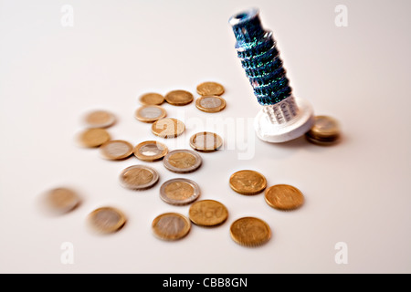 Euro, Coin, valuta la Torre Pendente di Pisa Foto Stock