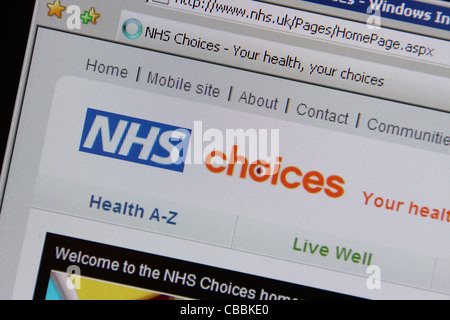 Nhs National Health Service nhs sito web.Sito web del Regno Unito Foto Stock