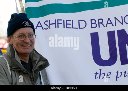 Richard Buckwell - Ashfield unisono il marzo dalla massa di ricreazione per l'Albert Hall unisono - Pension giustizia giornata di azione - Nottingham Foto Stock