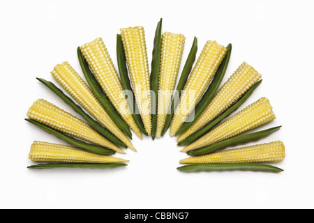 E Babycorn Mangetouts Foto Stock