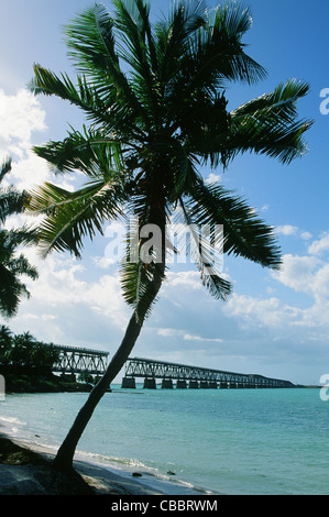 Il vecchio Seven Mile a ponte dell'autostrada US No. 1 Sulla Florida Keys è stata distrutta da un uragano Foto Stock