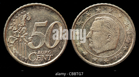 50 euro cent, Belgio, 1999 Foto Stock