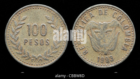 100 pesos coin, Colombia, 1993 Foto Stock