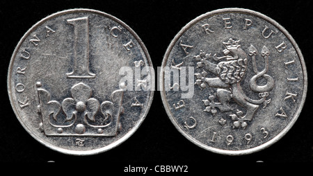 1 Koruna coin, Repubblica ceca, 1993 Foto Stock