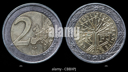 2 Euro moneta, Francia, 1999 Foto Stock