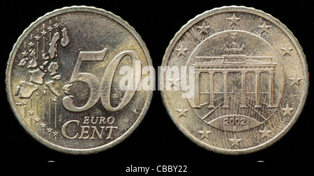 50 Euro cent, Germania, 2002 Foto Stock