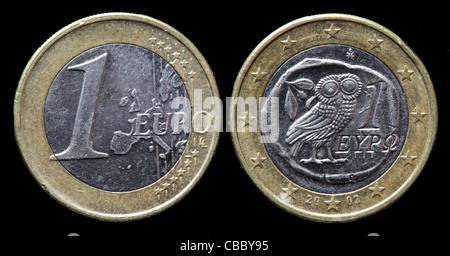 1 Euro moneta, Grecia, 2002 Foto Stock