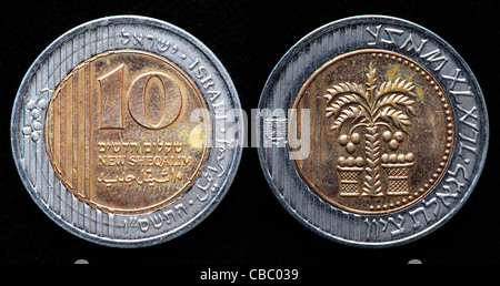 Dieci nuovi Sheqalim coin, Israele Foto Stock