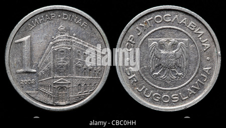 1 Dinar coin, Jugoslavia, 2002 Foto Stock