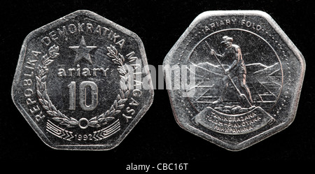 10 Ariary coin, Madagascar, 1992 Foto Stock