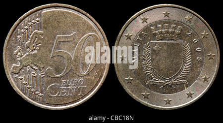 50 Euro cent, Malta, 2008 Foto Stock