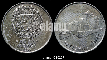 20 Kroner coin, Norvegia, 1999 Foto Stock