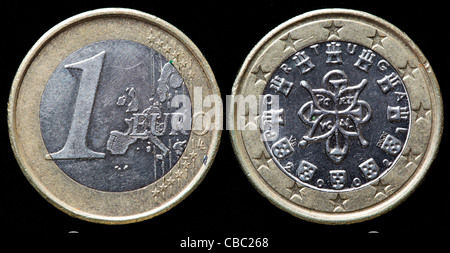 1 Euro moneta, Portogallo, 2002 Foto Stock