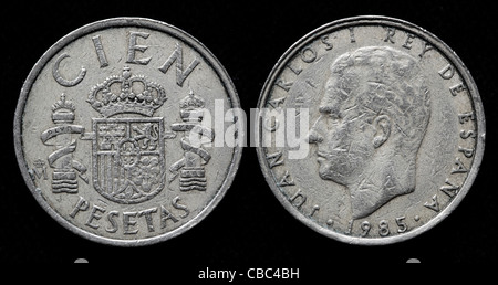 100 pesetas Coin, Spagna, 1985 Foto Stock