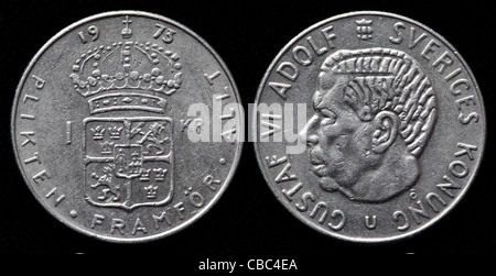 1 Krona coin, Svezia, 1973 Foto Stock