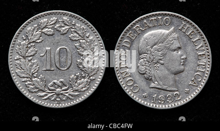 10 Rappen coin, Svizzera, 1995 Foto Stock