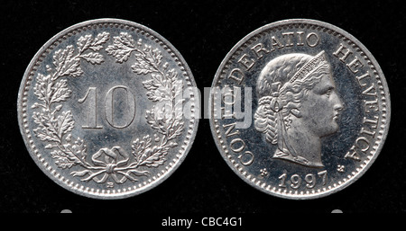 10 Rappen coin, Svizzera, 1997 Foto Stock