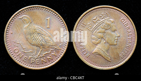 1 penny coin, Gibilterra, 1988 Foto Stock
