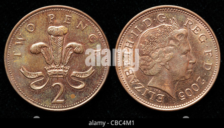 2 pence coin, UK, 2005 Foto Stock