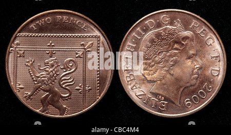 2 pence coin, UK, 2009 Foto Stock