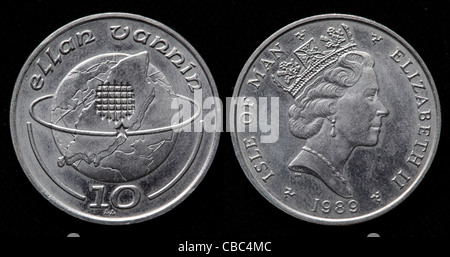 10 pence coin, Isola di Man, 1989 Foto Stock