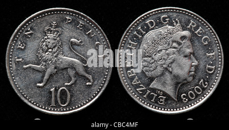 10 pence coin, UK, 2003 Foto Stock