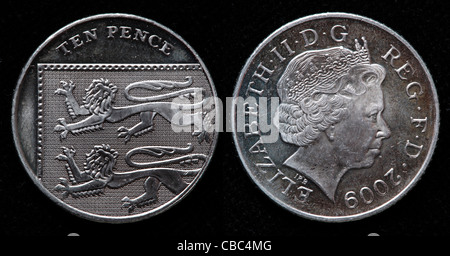 10 pence coin, UK, 2009 Foto Stock