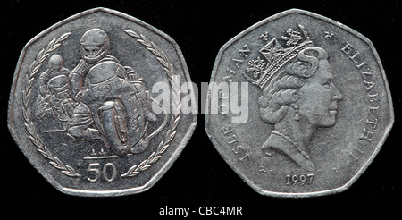 50 pence coin, Isola di Man, 1997 Foto Stock