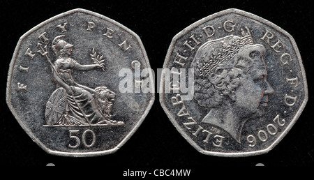 50 pence coin, UK, 2006 Foto Stock