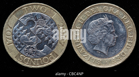 2 libbre di moneta, UK, 2007 Foto Stock