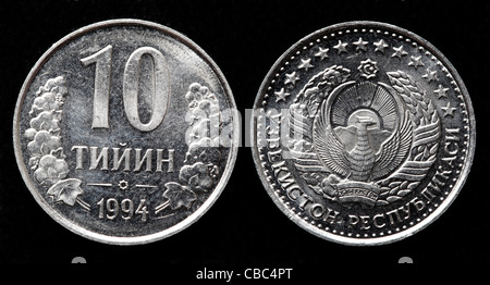 10 Tiyin coin, Uzbekistan, 1994 Foto Stock