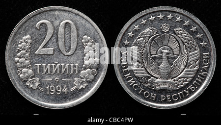 20 Tiyin coin, Uzbekistan, 1994 Foto Stock