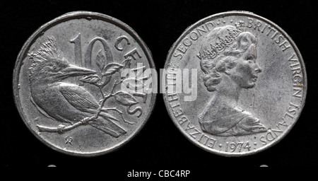 10 centesimi moneta, Isole Vergini Britanniche, 1974 Foto Stock