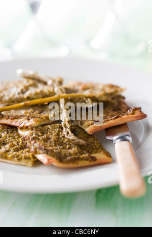 Pizza di asparagi Foto Stock