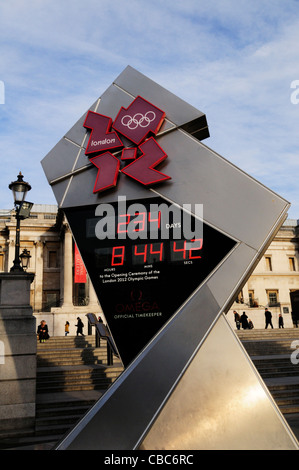 Olimpiadi 2012 Conto alla rovescia, Trafalgar square, London, England, Regno Unito Foto Stock