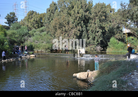 Israele, Hadera streaming di un corso d acqua stagionali riserva naturale Foto Stock