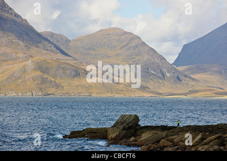 Porto Elgol,Sgurr Alasdair,Ceann Na Beinne,Mountain,l'Cuillin Hills,Loch Scaviag,Strathaird penisola,Isle of Sky,Scozia Scotland Foto Stock