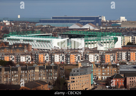 Easter Road football Stadium, casa di Hibernian Football Club in Leith, Edimburgo, Scozia. Foto Stock