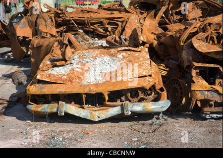 Bruciò dowm BMW, Noord Holland Amsterdam, fuoco, rusty Foto Stock
