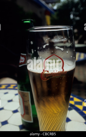 Il Marocco, alimenti e bevande, birra, Casablanca birra in Agadir. Foto Stock