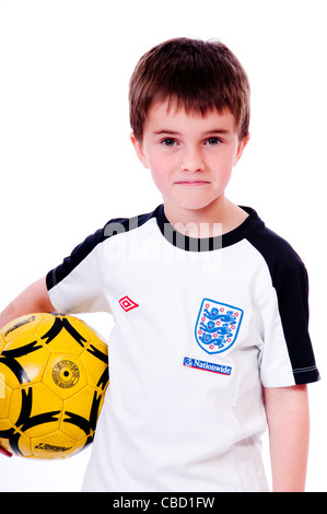 Giovane ragazzo in un Inghilterra Kit calcio Foto Stock