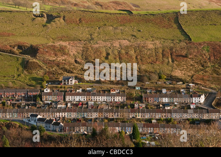 Gallese casette a schiera in Rhondda Fach Valley South Wales Foto Stock