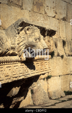 Trombe Lionshead, il Tempio di Giove, Baalbek, Libano Foto Stock