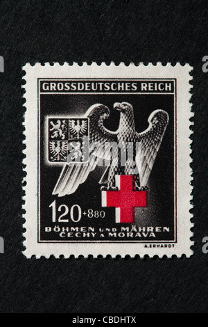 Post, francobollo, Eagle, Croce Rossa, Grossdeutsches Reich, Protettorato di Boemia e Moravia, Protektorat BÀ¶hmen und Foto Stock