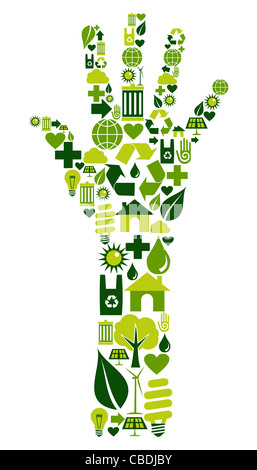 Forma a mano fatte con icone ambientali set. Foto Stock