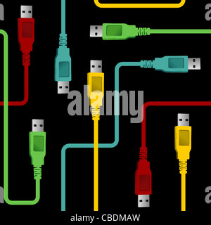 Filo USB pattern in diversi colori. File vettoriale disponibile. Foto Stock