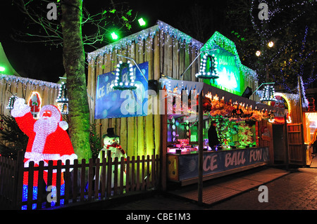 LED di cristallo di Babbo Natale e di stallo a Mercatino di Natale, Rembrandtplein, Amsterdam, Olanda settentrionale, il Regno dei Paesi Bassi Foto Stock