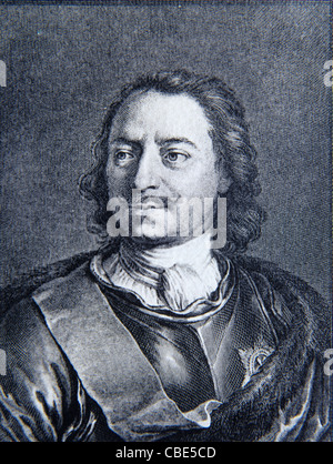 Ritratto di Pietro il Grande o Pietro i (1672-1725) Tsar O Tzar di Russia (1682-1725) Vintage Illustration o Engraving Foto Stock