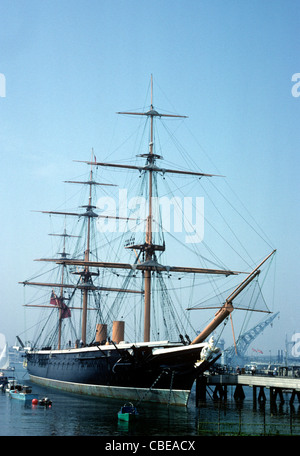 Portsmouth, Hampshire, HMS Warrior vintage battaglia navale navi Inghilterra Inglese del XIX secolo in stile vittoriano navi nave Foto Stock