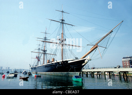 Portsmouth, Hampshire, HMS Warrior vintage battaglia navale navi Inghilterra Inglese del XIX secolo in stile vittoriano navi nave Foto Stock